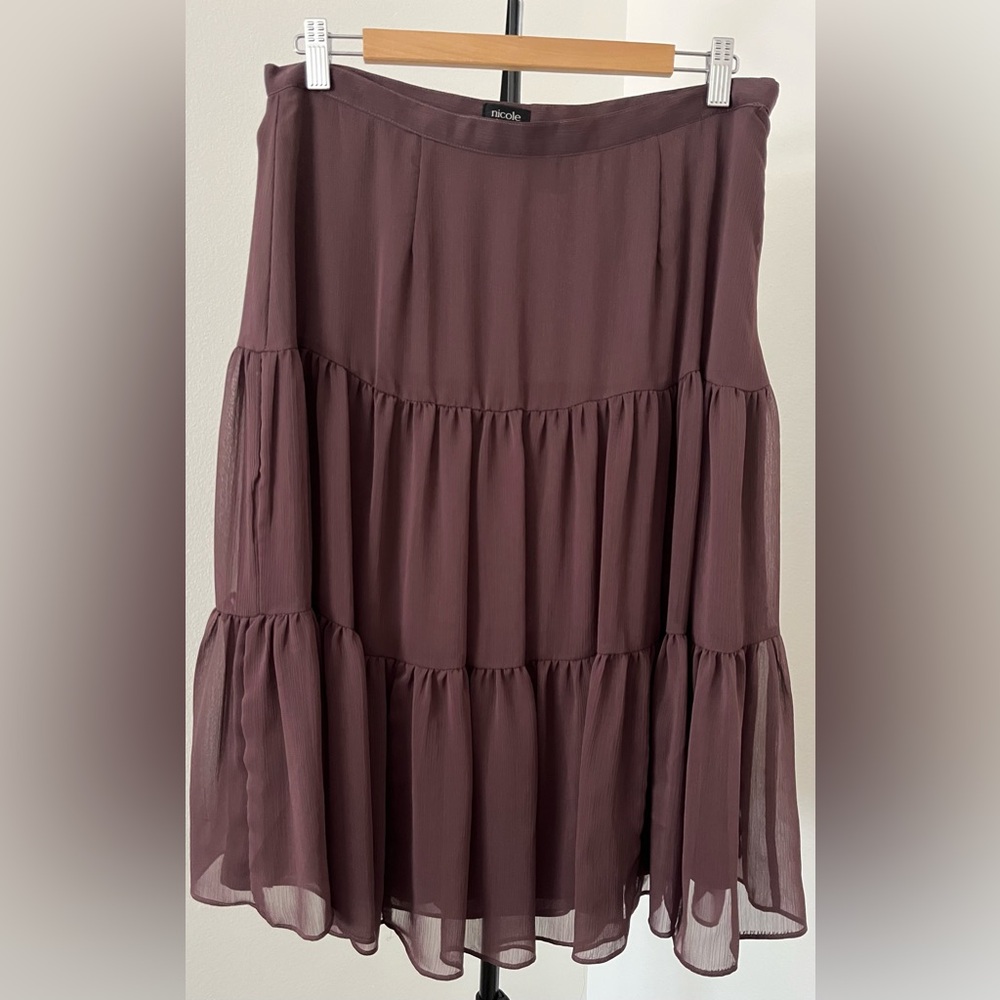 Nicole Miller Tiered Skirt Women’s | Flowy Cottagecore Midi | Boho Romantic